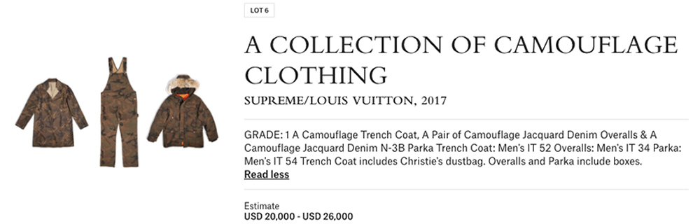 Louis Vuitton x Supreme Jacquard Camo Denim N-3B Parka