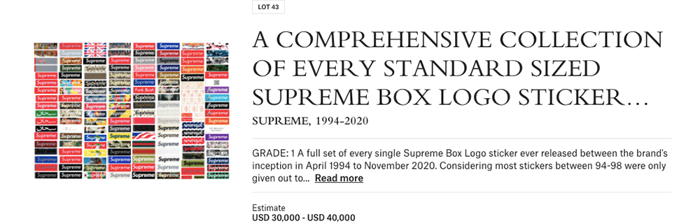 Christie's Is Hosting an Auction of Supreme's Box Logo Tees – Robb