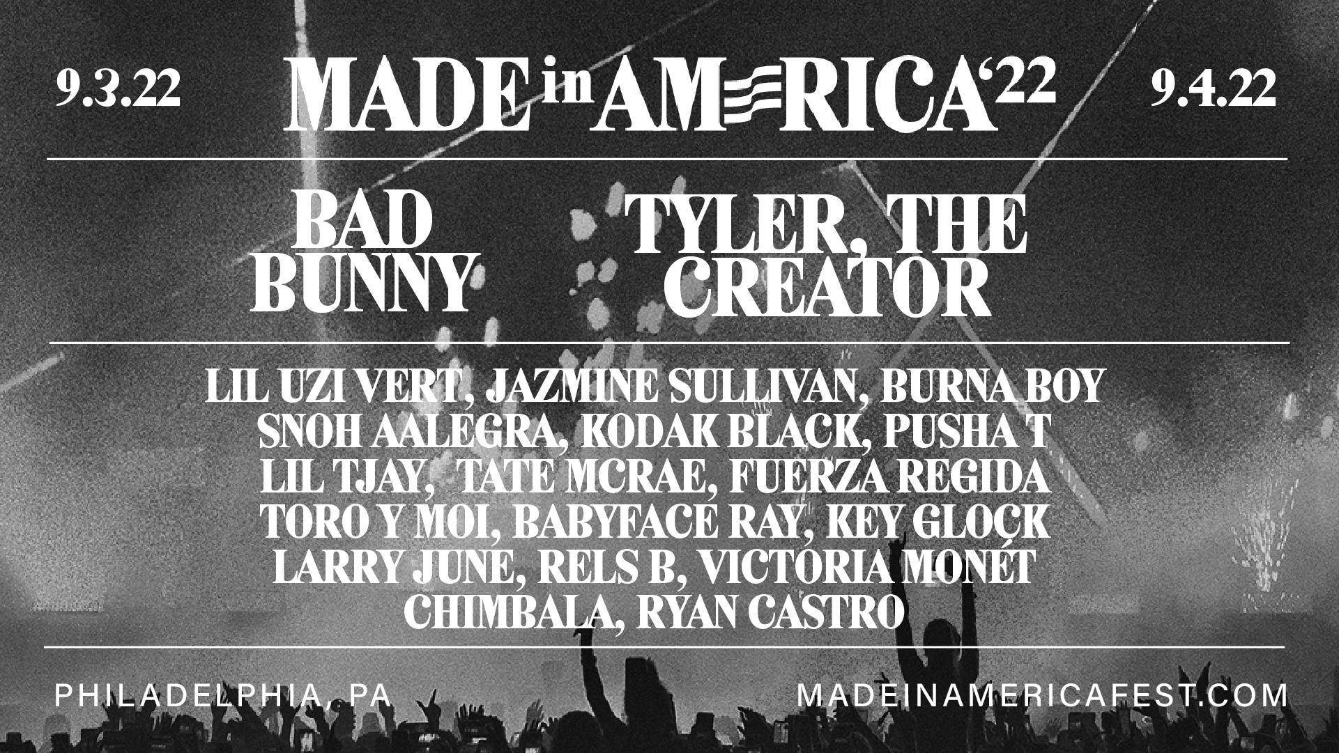 Made in America returns to the Parkway with headliners Bad Bunny and Tyler,  the Creator