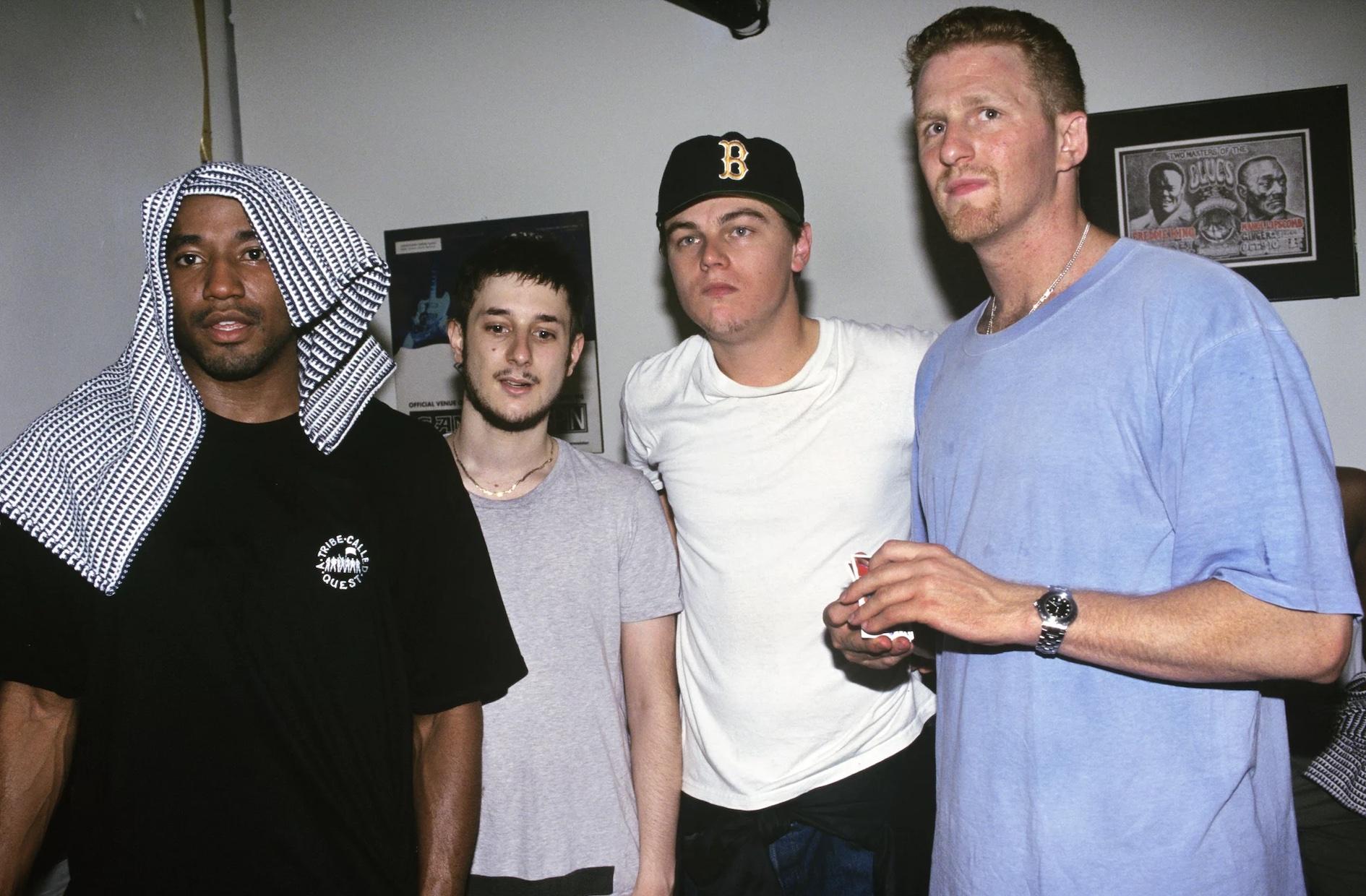 [from left to right] Q-Tip, Harmony Korine, Leonardo Dicaprio, Michael Rapaport